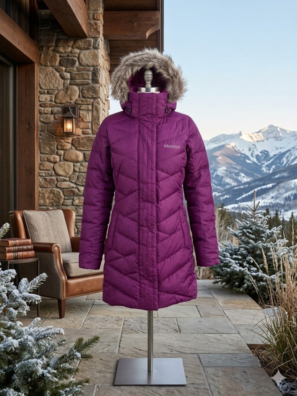 Marmot Women's Deep Purple Quilted Insulated Parka with Faux Fur Hood